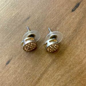 Small plated gold studs with tiny rhinestones